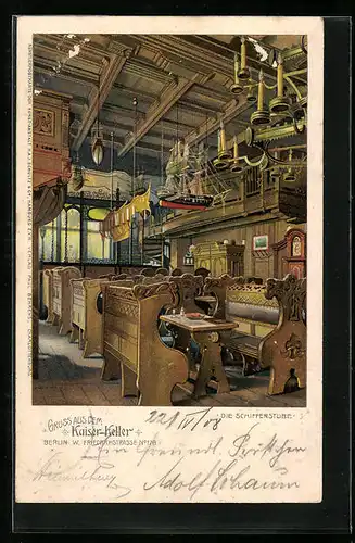 Lithographie Berlin, Gasthaus Kaiser-Keller, Schifferstube