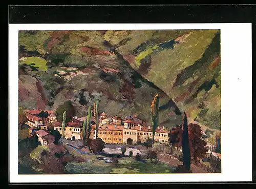 Künstler-AK Batschkowo, Ansicht Kloster Batschkowo