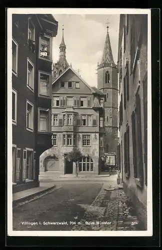 AK Villingen i. Schwarzwald, Strassenpartie beim Münster
