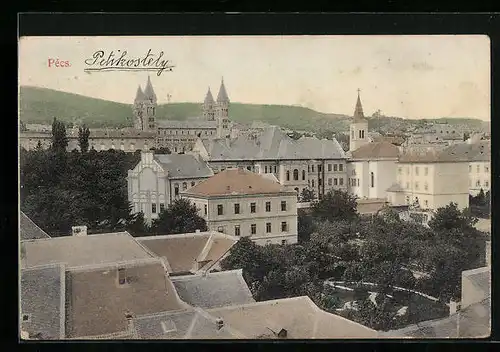AK Pécs, Blick über die Dächer der Stadt