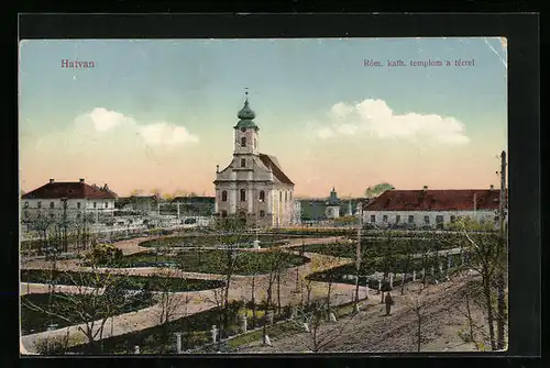 AK Hatvan, Róm. kath. templom a térrel