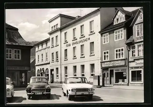 AK Bad Blankenburg /Thür., FDGB-Erholungsheim am Markt