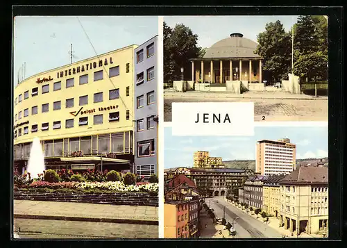 AK Jena, Hotel International, Zeiss-Planetarium, Blick auf das Zeiss-Hochhaus