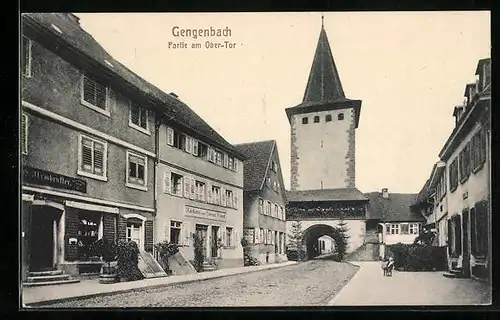 AK Gengenbach, Strassenpartie mit Ober-Tor