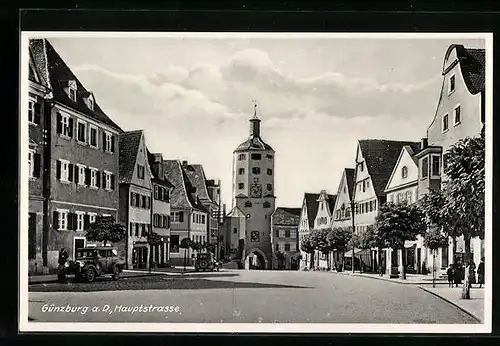 AK Günzburg a. D., Hauptstrasse mit Turm