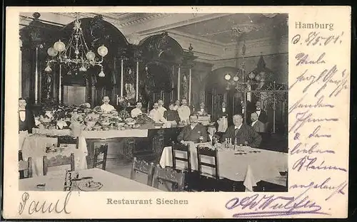 AK Hamburg, Restaurant Siechen, Innenansicht