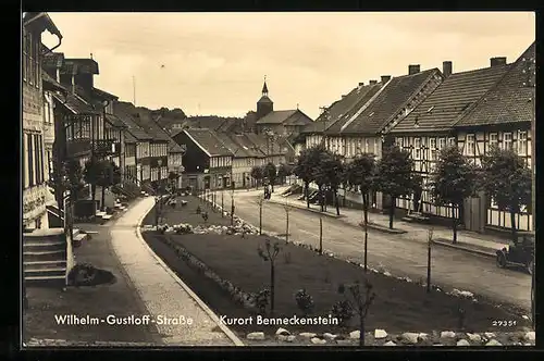 AK Benneckenstein, Wilhelm-Gustloff-Strasse mit Kirche