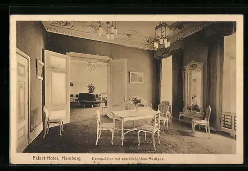 AK Hamburg-Neustadt, Palast-Hotel, Damen-Salon mit Musiksaal