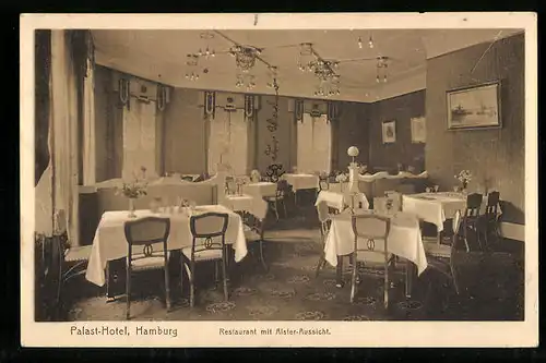 AK Hamburg-Neustadt, Palast-Hotel, Restaurant mit Alster-Aussicht