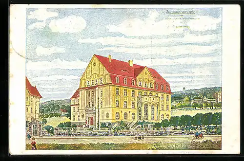 Künstler-AK Erfurt, Christananeheim des Eisenbahn-Töchterhorts