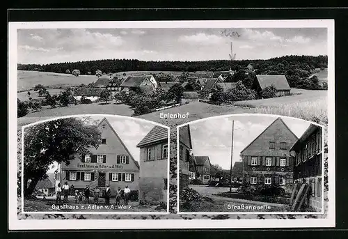 AK Erlenhof, Gasthaus zum Adler, Strassenpartie