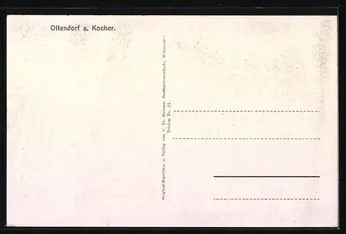 AK Ottendorf a. Kocher, Kolonialwarengeschäft von Eugen Weller, Adelberg mit Kocherbrücke