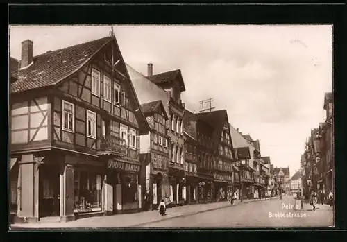 AK Peine, Breitestrasse mit Fachwerkhäusern