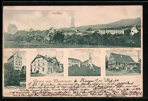 AK Markdorf, Gasthof zum Ochsen, Restaurant von C. Ertle, Schloss