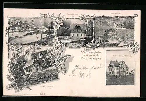 AK Aichelberg, Gasthaus zur Sonne, Württembergische Schwarzwald-Wasserversorgung