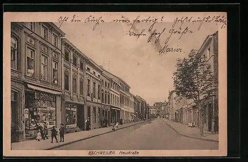 AK Eschweiler, Neustrasse mit Geschäften