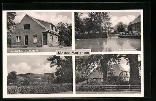 AK Kloster Mariensee, Gemischtwarengeschäft von M. Heins, Max-Planck-Institut, Ortspartie
