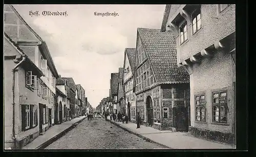 AK Hess. Oldendorf, Blick in die Langestrasse