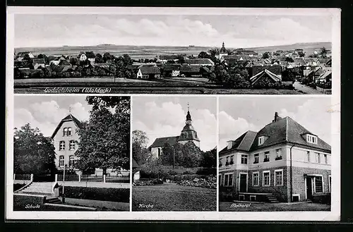 AK Goddelsheim /Waldeck, Schule, Kirche, Molkerei