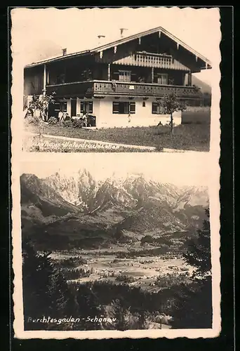 AK Berchtesgaden-Schönau, Gasthaus und Berge