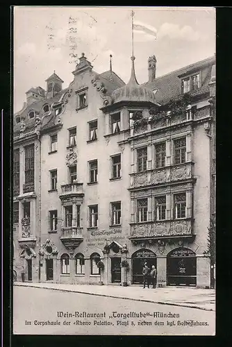 AK München, Wein-Restaurant Torgelstube im Corpshause der Rheno Palatia, Platzl 8