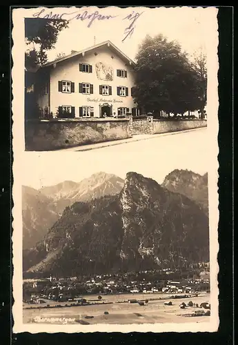 AK Oberammergau, Hotel Ambronia, Panorama