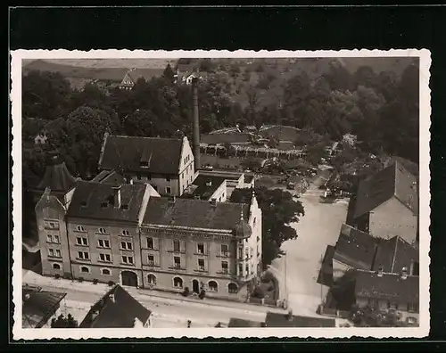 AK Donauwörth, Kronenbrauerei von Otto Abt, Fliegeraufnahme