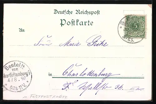 Lithographie Bastei /Sächs. Schweiz, Jubiläums-Postkarte1797-1897, Basteifelsen, Wald-Villa, Panorama