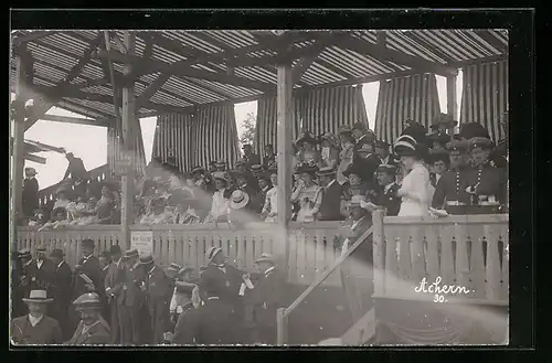 Foto-AK Achern, Tribüne der Rennbahn ca. 1910