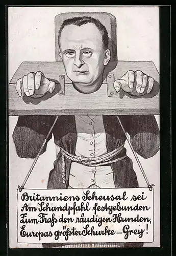 Künstler-AK Brite im Joch, Propaganda 1. Weltkrieg