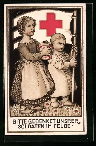 Künstler-AK Nürnberg, Bitte gedenket unsrer Soldaten im Felde, Rotes Kreuz