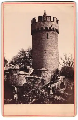 Fotografie unbekannter Fotograf, Ansicht Jena, Blick auf den Pulverturm mit Gästen