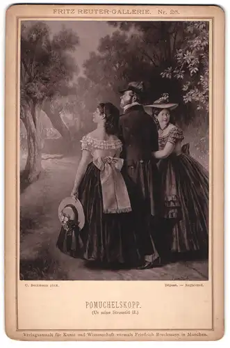 Fotografie Friedrich Bruckmann, München, Gemälde: Pomuchelskopp, nach C. Bruckmann, Vater mit seinen beiden Töchtern