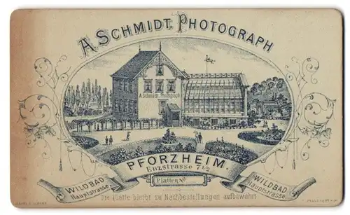 Fotografie A. Schmidt, Pforzheim, Enzstr. 7 1 /2, Ansicht Pforzheim, Fotoatelier mit Wohnhaus