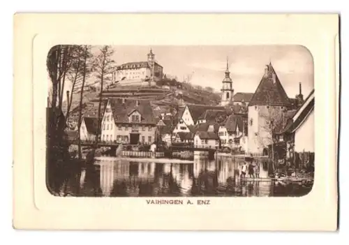 Fotografie unbekannter Fotograf, Ansicht Vaihingen an der Enz, Blick in die Stadt mit dem Schloss