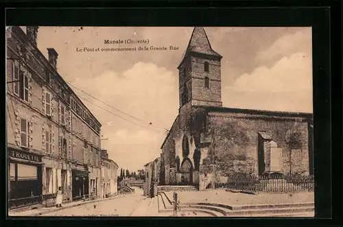 AK Mansle, Le Pont et commencement de la Grande Rue