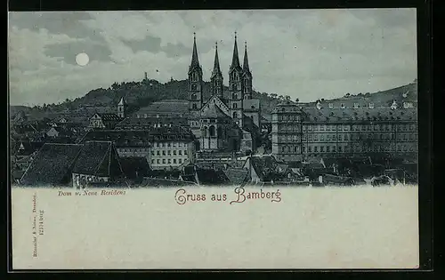 Mondschein-AK Bamberg, Dom und Neue Residenz