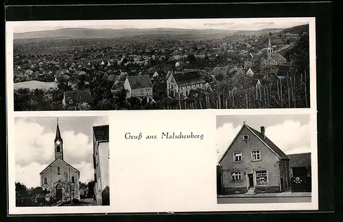 AK Malschenberg, Gesamtansicht, Arthur Fuchs, Lebensmittel