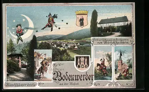 AK Bodenwerder a. d. Weser, Geburtshaus des Freiherrn von Münchhausen, Münchhäuser Grotte