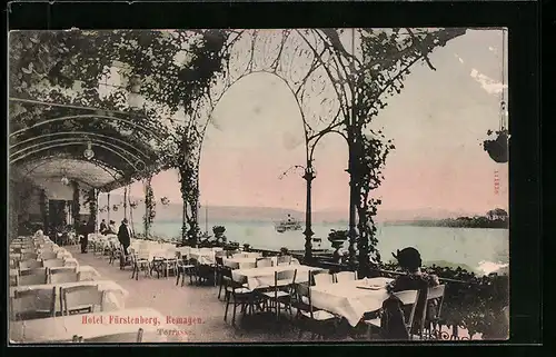 AK Remagen, Hotel Fürstenberg, Terrasse