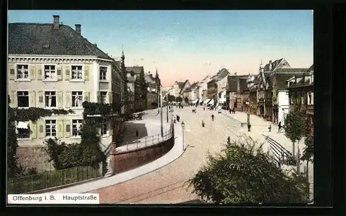 AK Offenburg i. B., Blick in die Hauptstrasse