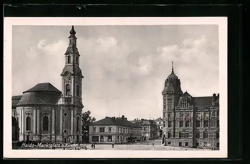 AK Haida, Marktplatz mit Kirche