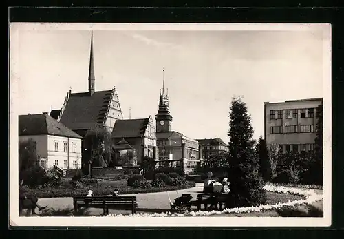 AK Pardubice, Ortsansicht mit Rathaus