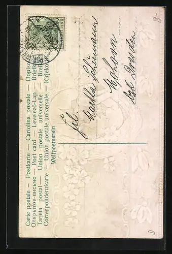 AK Zwerg mit Brief zu Ostern