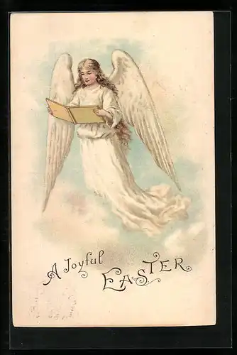 AK Osterengel mit Buch im Himmel