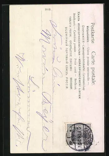 AK Neujahrsengel mit Palmzweig und Rosen