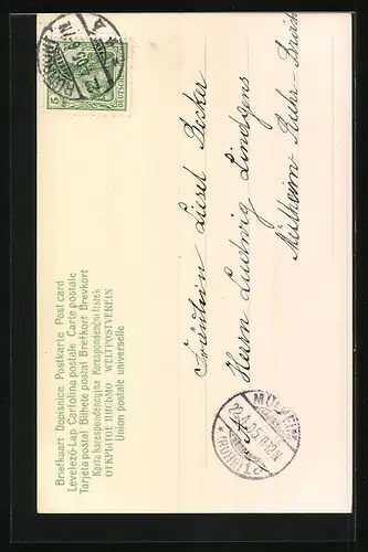 AK Osterengel mit Tulpen