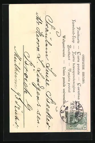 AK Zwerg verschenkt Lebkuchenherz an Fräulein