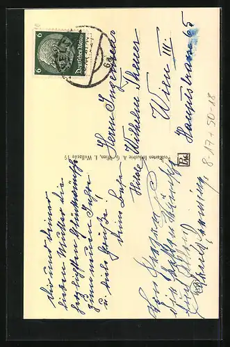 AK Schornsteinfeger mit Glücksschweinen