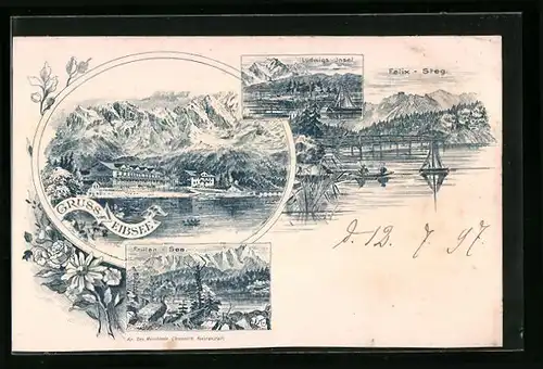 AK Eibsee, Frillen-See, Felix Steg, Ludwigs-Insel